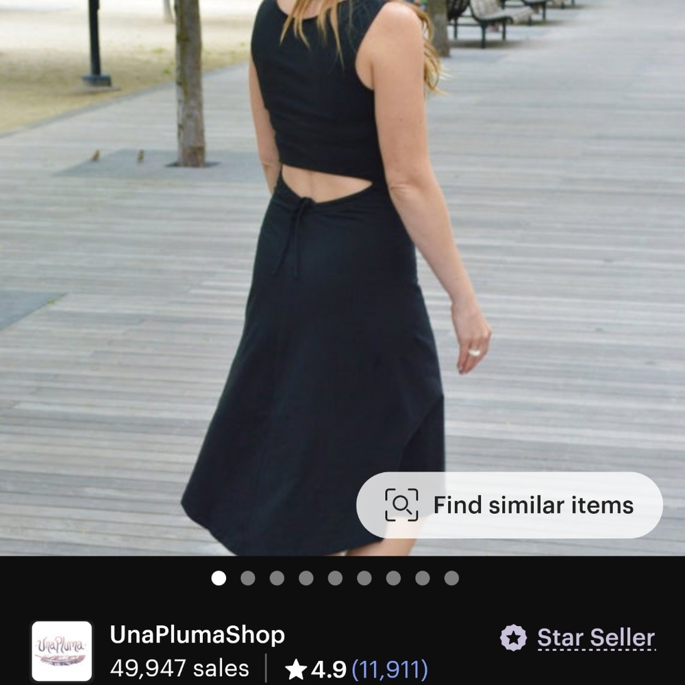 Made in Nepal organic cotton by Una Pluma open back Paradise Dress L in Black